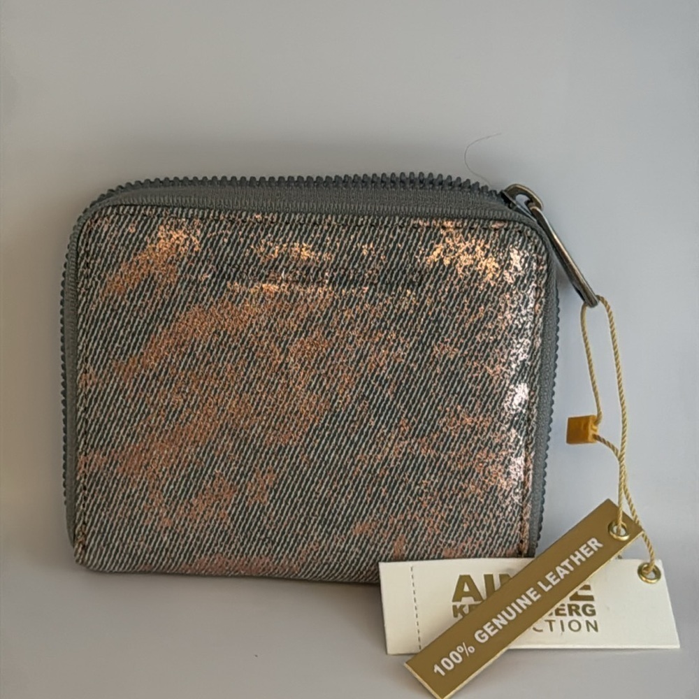Aimee Kestenberg Leather Zip Around Wallet Brixton Rose Gold Denim - Picture 4 of 10